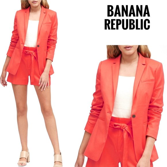Banana Republic Jackets & Blazers - NWT Banana Republic Long & Lean Coral Linen Blazer